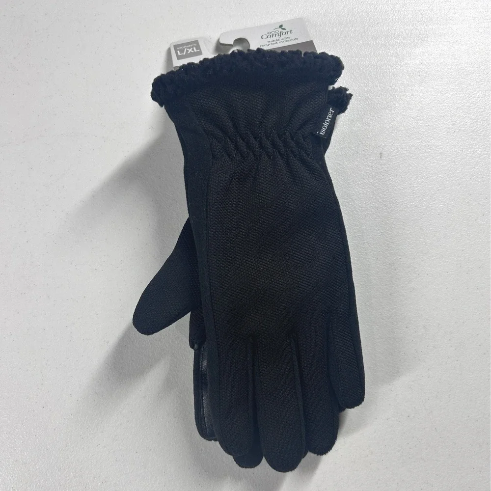 Isotoner Womens Black SmartDRI Gloves‎ Large-XL  EcoComfort NEW